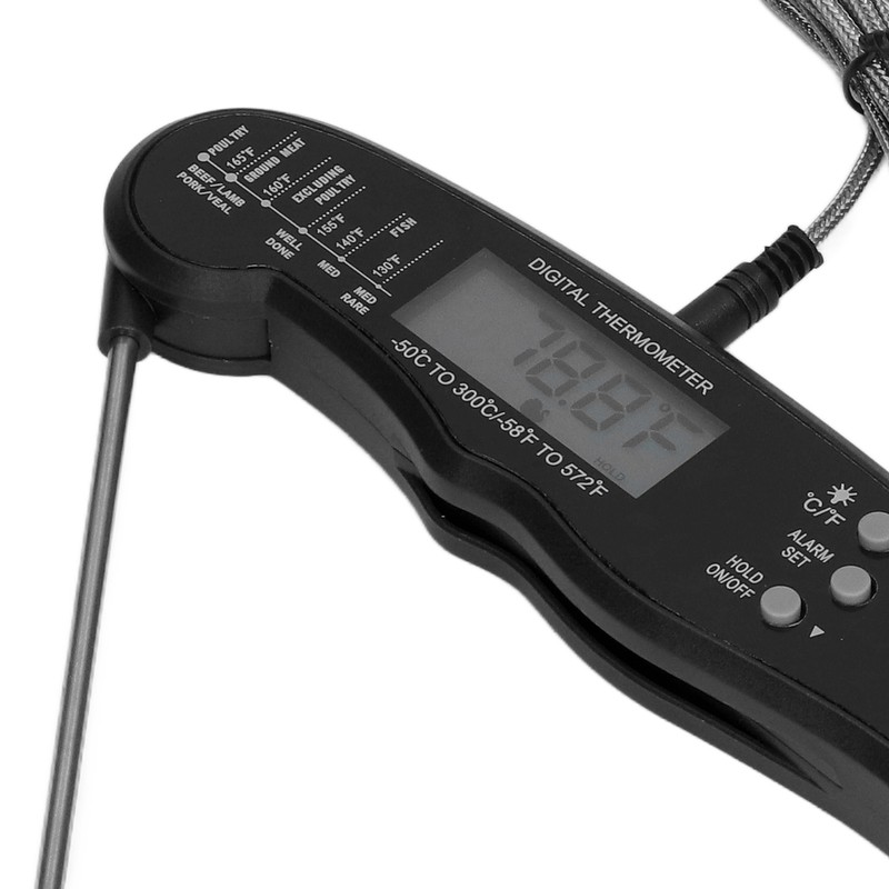 Barbecue Thermometer Double Probe Head LCD Display Easy to Store