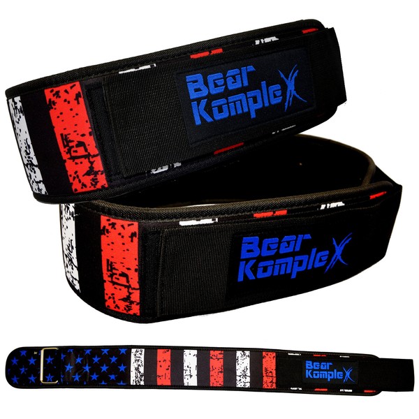 Bear KompleX 4" Straight Weightlifting Belt for at-Home Powerlifting, Squats, Weight Training and More. Low Profile with Super Firm Back for Maximum Stability & Exceptional Comfort