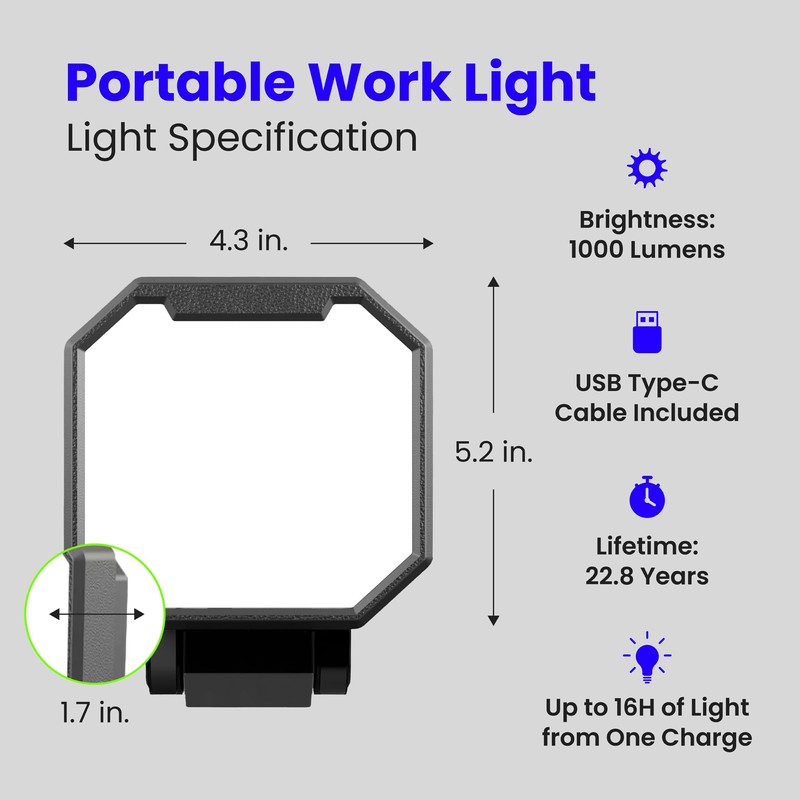 Feit Electric Portable LED Work Light, 360° Rotating Head, 3