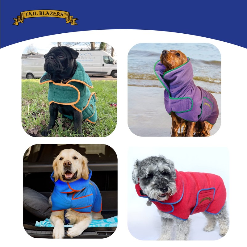 TAIL BLAZERS™ Quality Dog Drying Coat Keeps Dog Warm After