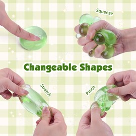 Pack of 6 Stress Balls for Adults, Mini Squish Balls, Green Squeeze Toys, Stress Relief Balls for Classroom Prizes, Party Bags