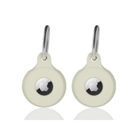 Airtag Hülle mit Schlüsselring, Sicherer Airtag-Halter, Kratzfeste Silikon-Schutzhülle mit Schlüsselanhänger für Schlüssel, Handtasche, Hundehalsband, Gepäck und mehr Weiß & Weiß - 2 Stück