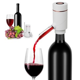 Vin Fresco Electric Wine Dispenser and Red Wine Aerator - One Button Electric Wine Aerator - Built in Wine Pourer Spout Aerator - Pumps and Dispenses Wine, Fits Most Bottles (White and Rose Gold)