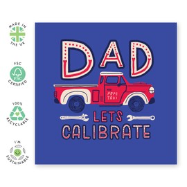 Fathers Day Card Car Repair - 'Calibrate Dad' - Gifts for Him, Pops, Daddy, Papa, Husband - Manly Things - Comes with Fun Stickers