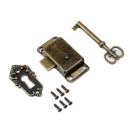 Mcredy 4 Sets Vintage Lock,2.1 Inch Retro Cabinet Drawer Locks Jewelry Box Lock Spring Latch with Key,Bronze