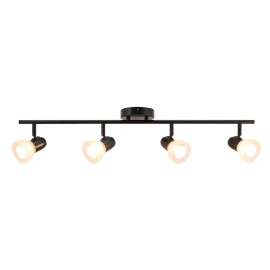 USA Warehouse Gu10 Flexible 4 Head Led Track Spot Lighting Black Iron Frosted Glass Shade Ceiling Track Light for IndoorColor: XB-TR1237-4-MB, Lamp Power(W): 50*4, Emitting Color: Warm white