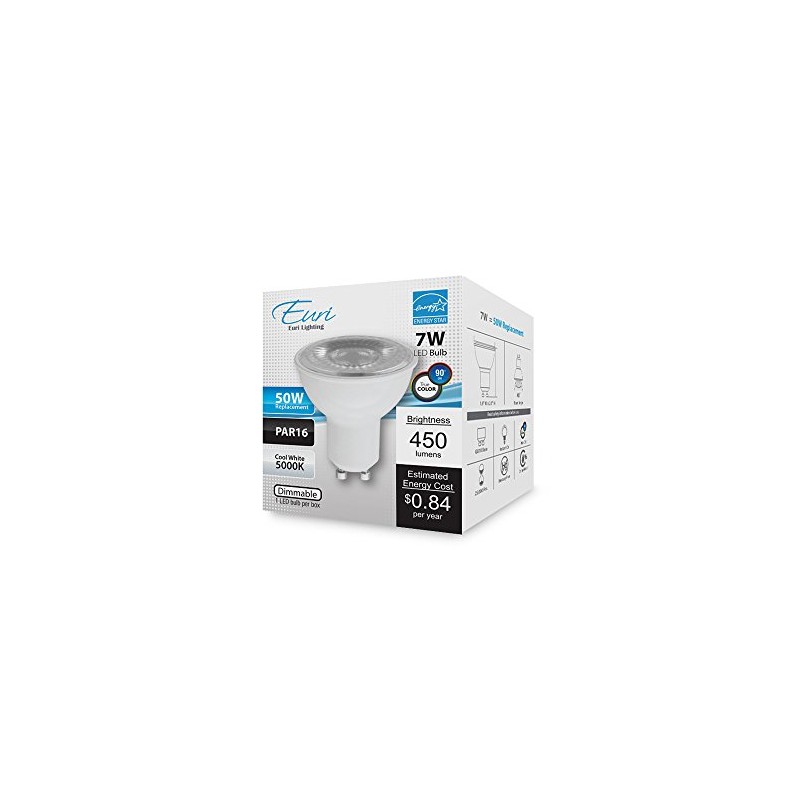 Euri Lighting EP16-4050ew PAR16 Light Bulb, GU10 Base, 450 lm,