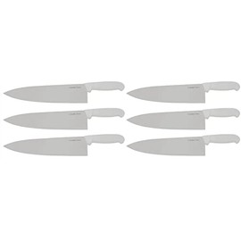 10" Columbia Cutlery Commercial Chef/Cook Knife - White Fibrox Handle - Razor Sharp and Dishwasher Friendly (6 Pack - 10" White Chef)