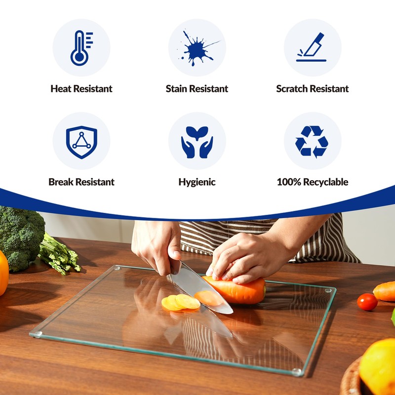 Kitchenville Glass Cutting Board 20”x16”: Tempered Glass Kitchen Counter Protector