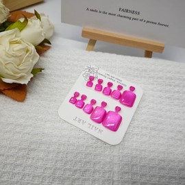 KKUUOO Pink Press on Toenails Short Square Fake Toe Nails Full Cover Glossy Acrylic Toenails with Gradient Toe Nails Stick on Toenails Solid Color Toe Nails for Women and Girls 24Pcs
