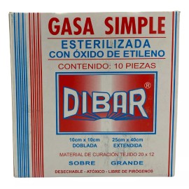 Dibar Gasa absorbente Dibar Gasa de 10cm x 10cm en pack de 10 x 1u