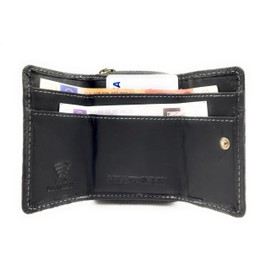 Genuine Leather Compact Wallet for Men & Women - Small Wallet with RFID Protection, 2 Note Compartments, Zip Coin Pocket, Genuine Leather, Floral black, S, Casual