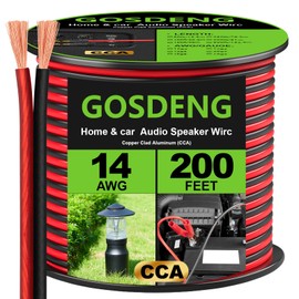 GOSDENG 14 Gauge Speaker Wire- 200 ft Spec Soft Touch Audio Wire for Car Stereos, Home Theater, Surround Sound - Flexible 14 AWG Speaker Cable - Red/Black