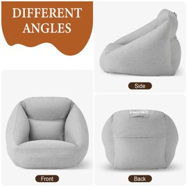 HikerSKY Bean Bag Inflatable Chair, Floor Sofa with Handles, Bean Bag Chairs for Adults and Kids, Teen Living Room Bean Bag, Sofa Chair for Gaming Reading Relaxation (Light Gray)