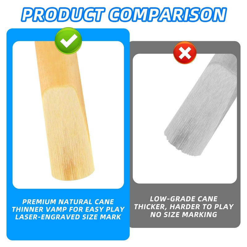 10PCS Saxophone Alto Reeds 2.5, Professional Alto Sax Reed Thinner