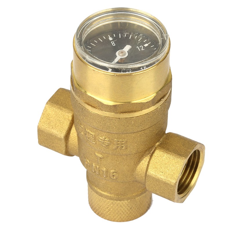 1/2" Brass Water Pressure Reducing Valve Relief Valve With Guage