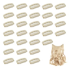 Dreamlover Clips de extensión de cabello, clips de peluca para asegurar la peluca, 6 dientes, 30 Piezas, blanco roto