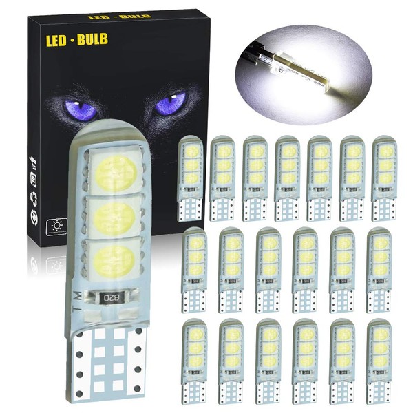 YEERON 20pcs 168 194 T10 LED Bulbs Super Bright 6x3030SMD