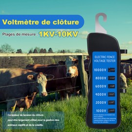 Pilipane Electric Fence Tester 10000V Backlight Voltage Tester Electric Fence Tester Portable Waterproof with 6 Lights for Farm