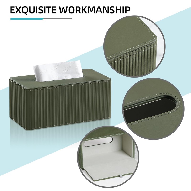 Cretkhp PU Leather Tissue Box Cover Rectangle with Magnetic Closure,