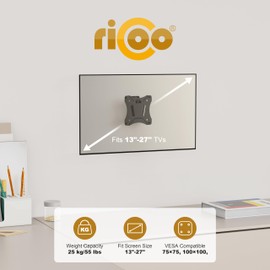 RICOO PC Monitor Wandhalterung Flach Neigbar für 13-29 Zoll, Monitor Halterung Wand N0611, Monitorhalterung, Bildschirmhalterung, Bildschirm Wandhalterung Monitor 27 Zoll, VESA 75 x 75, 100x100 mm