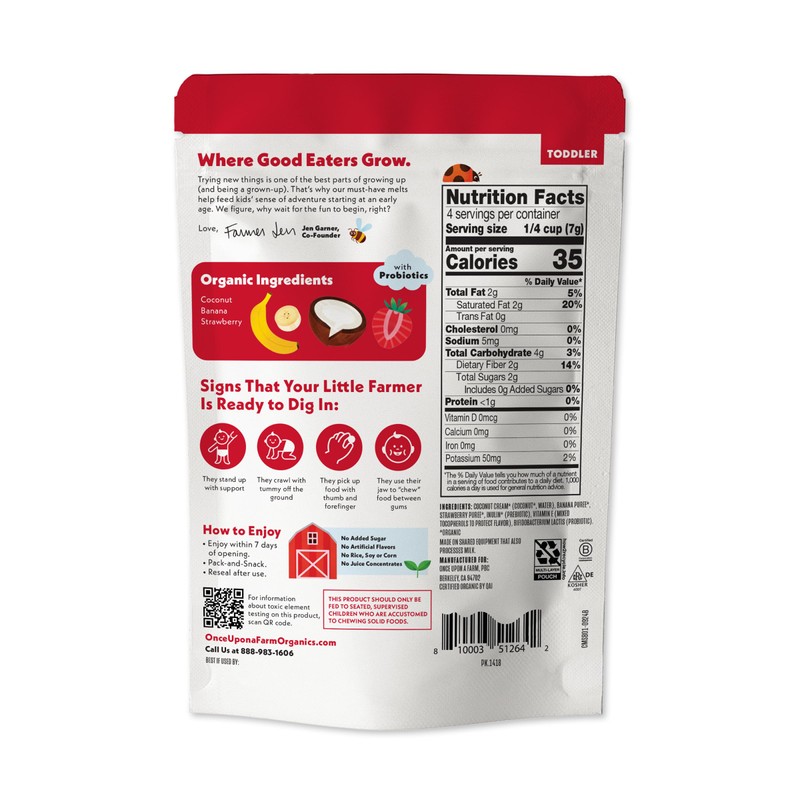 Once Upon A Farm Organic Coconut Melts with Probiotics, Strawberry