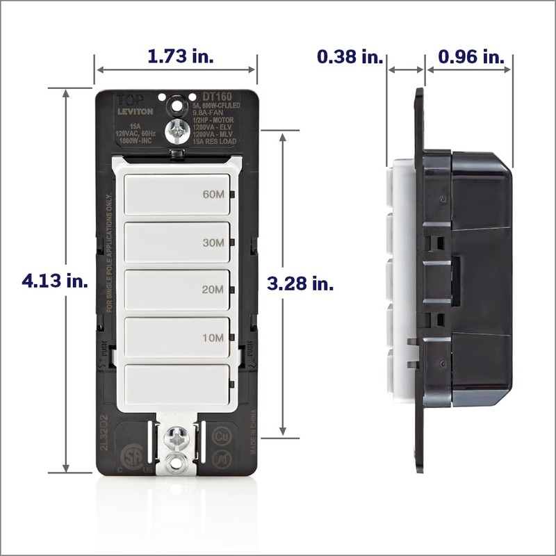 Leviton Countdown Timer Switch for bathroom fan and household lights,