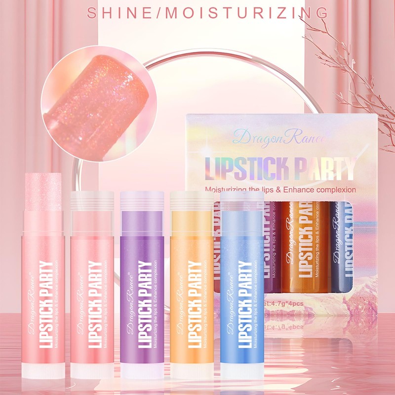 4 Pcs/Set High Shine Glossy Lipstick Set, Hydrating Glass Shine