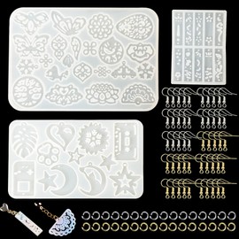 Yayatty Earring Resin Molds, 3 PCS Earring Molds for Resin Casting Set, Hollow Earring DIY Casting Mould Set with Ear Hooks for Resin, Earring Resin Crafts DIY