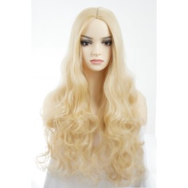 Colorful Panda Long Curly Wavy Wigs for Women Cosplay Costume Wig Synthetic Fibre Heat Resistant Replacement Wig (Blonde)