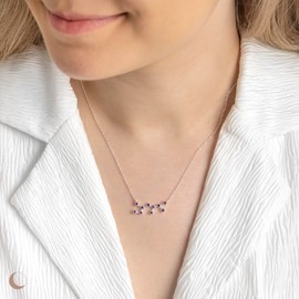 Amberta Women 925 Sterling Silver Constellation Necklace with Cubic Zirconia Birthstone – Silver Zodiac Necklace CZ: Star Sign Sagittarius Necklace with Simulated Tanzanite Birthstone