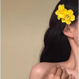 3 Pcs Bohemian Flower Hair Clip Hawaiian Hairpin Yellow Floral Hair Barrettes Hair Accessories for Beach Party Wedding Holiday Daily