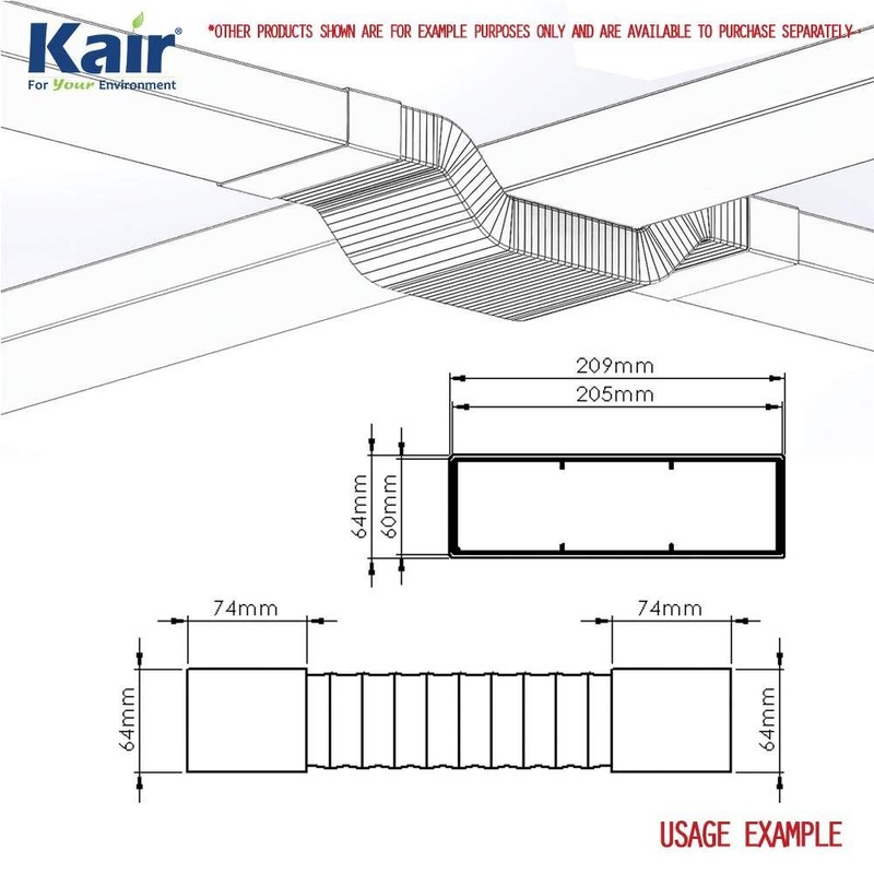 Kair PVC Rectangular Flexible Hose 204mm x 60mm - 3