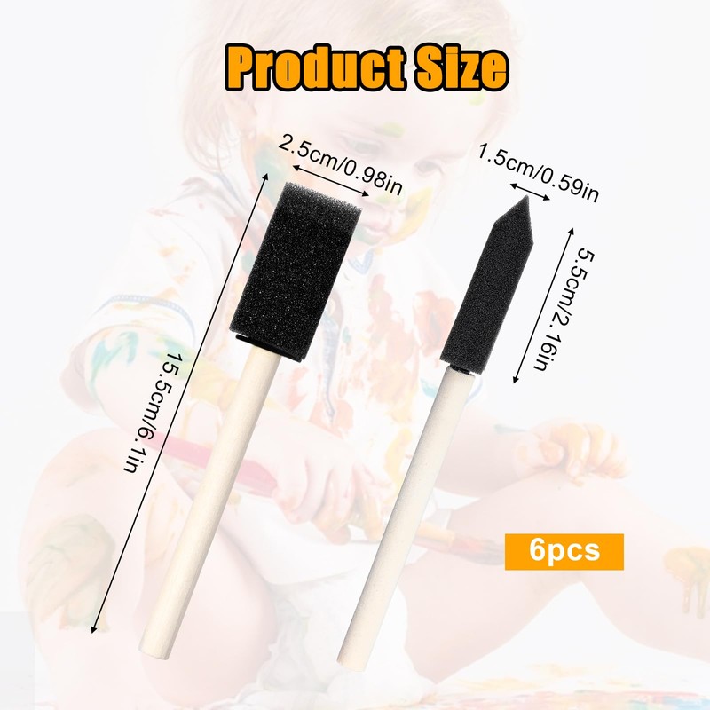 6 Pcs Foam Paint Brushes, Practical Sponge Brushes, Equipped with