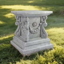 15 Inch Tall Large Resin Garden Statue Base - Durable Outdoor Pedestal for Terraces, Lawns & Gardens | Versatile Plant StandColor: Gray, Size: L