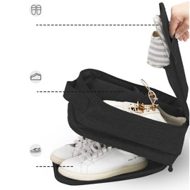 Shoe Bag for Travel, Portable Shoe Bag, Travel Shoe Bag, 2 Layer Shoe Bag for Travel, Waterproof Travel Bag, Travel Trolley Bag, black, Unisex