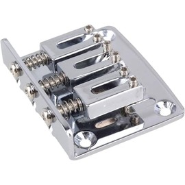TUOREN Adjustable 3 String Guitar Hard-tail Tailpiece Bridge for Cigar Box Electric Guitar Parts Replacement Chrome