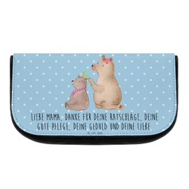 Mr. & Mrs. Panda Cosmetic Bag Bear with Child, blue, Hand Drawn