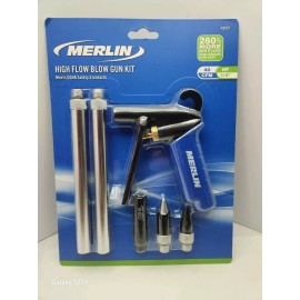 merlin Pneumatic High Flow Blow Gun Kit With 3 Nozzle Air Compressor Tool Accessories