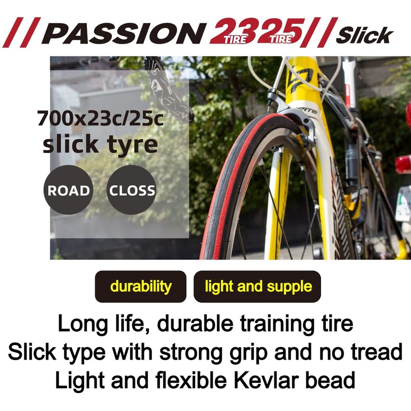 GORIX Road Bike Slick Tire 700×23C or 700×25C Cycling Bicycle