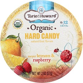 Torie & Howard Organic Hard Candy, Meyer Lemon & Raspberry, Kosher, USDA Certified Organic, Gluten Free & Non-GMO, 2 Ounce Tin (Pack of 8)
