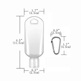 Wacnune 5 Pcs 50ml Refillable Bottles Travel Containers Empty Plastic Bottles with Hook Carabiner Belt Clip