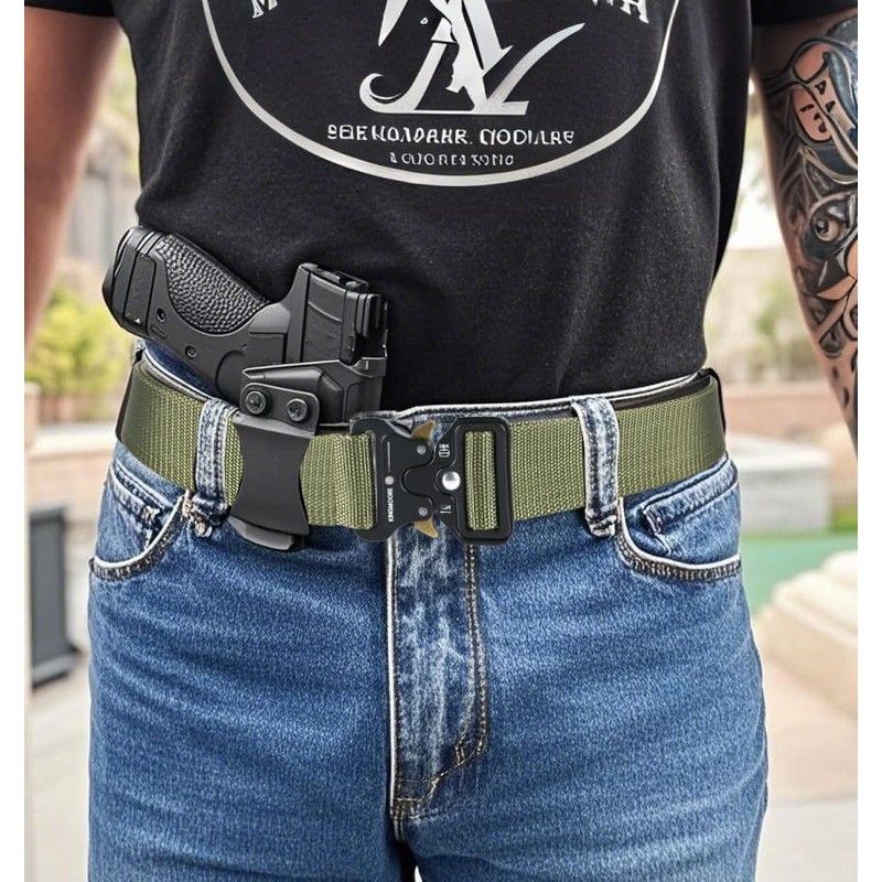 KingMoore Men's Tactical Belt Heavy Duty Webbing Belt Adjustable Military