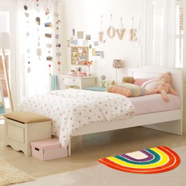 YOOCHUENG Bath Mat Rug Absorbent Fluffy Rainbow Shape Bathroom Mat Non-Slip Bath Mat for Bedroom Tub, Machine Washable