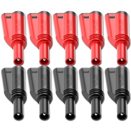 Goupchn 4mm Stackable Shrouded Banana Plugs Safety Fully Insulated Solderless Screw Fixation DIY Connectors Red Black