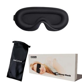 NCVIA Sleep Eye Mask for Men Women, 3D Sleeping Mask with Adjustable Strap, Zero Eye Pressure, 100% Light Blocking, Breathable & Soft, Contoured Design Night Blindfold for Travel, Black