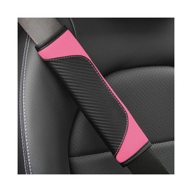 Osilly 2PCS Car Seat Belt Cover, Carbon Fiber Seatbelt Shoulder Protection, Soft Car Seat Belt Strap Cushion Protect Your Neck and Shoulder, Car Accessories Seat Belt Pad for Car Truck (Pink)