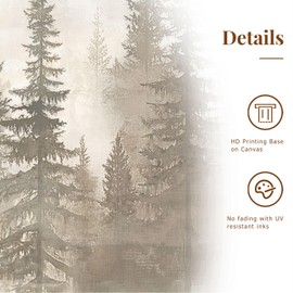 Zessonic Abstract Nordic Pine Forest Wall Art - Neutral Wabi Sabi Pine Tree Art Set of 3, Large Framed Foggy Forest Canvas Prints Modern Decor for Living Room, Dining Room, Office - 24x36inchx3pcs