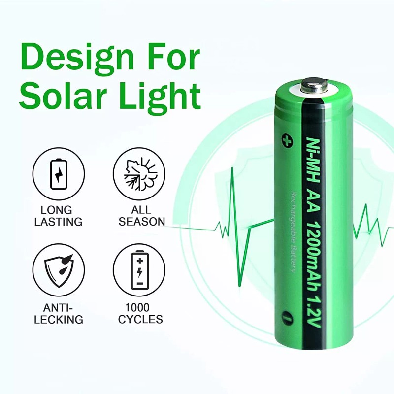 PKCELL 2pcs AA Ni-MH 1200mAh Rechargeable Battery 1.2V Batteries Button