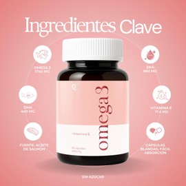 CARO FIT | Omega 3 Puro de Salmón de Alta Potencia 2400 mg - 1740 mg EPA y DHA mas Vitamina E | Cápsulas Blandas Sin Olor para Salud Cardiovascular y Cerebral, Antiinflamatorio Natural | Suplemento Natural Sin Gluten - 60 Cápsulas